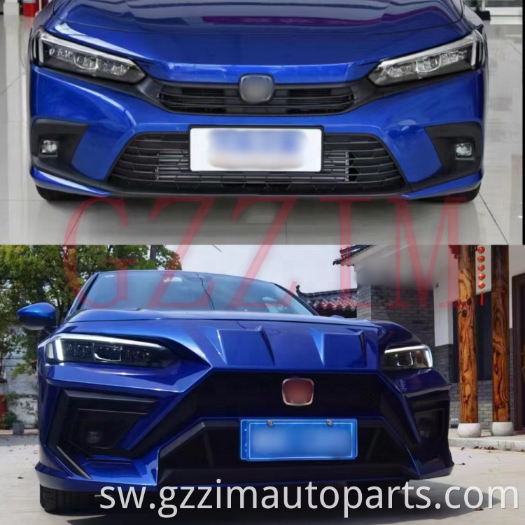 Sehemu za Auto Plastiki Mbele na Nyuma Bumper Grille kwa Civic 11th 2021+